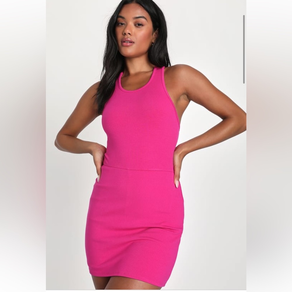 Playfully Perfect Fuchsia Lulu's ribbed skort dress